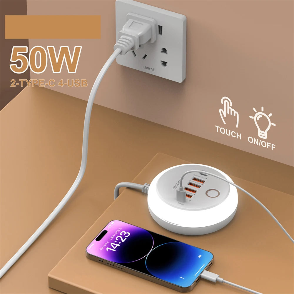 USB Fast Charging Charger 50W Multi Ports Type C Wall Charger Travel Phone QC3.0 Adapter For iPhone Huawei Xiaomi EU US UK Plug