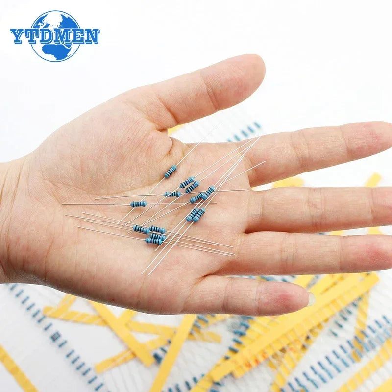 300/600pcs 1/4w Metal Film Resistor 30 Values Resistance Kit 10R-1M 0.25W 1% Resistors Set with Box
