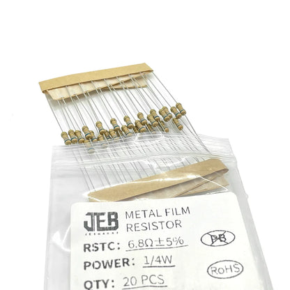 740PCS 1/4W Resistor Kit 37 Values Resistor Assortment 1Ω~1MΩ 0.25W 1% 5% Metal Film Resistors for DIY Projects and Experiments