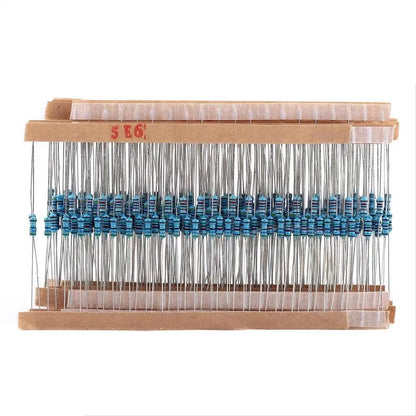 1280 Pcs 64 Value 1/4W Metal Film Resistor Kit 1R-10M Ohm 1% Resistor Product Combination Set High-Precision Stable Low Noise
