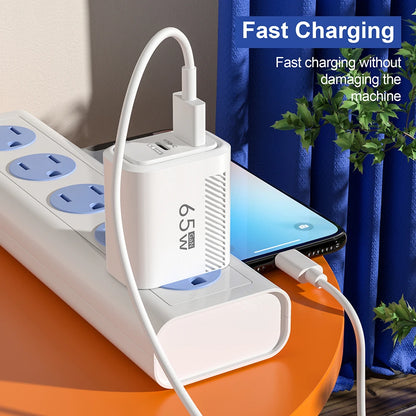 65W USB C Charger GaN Fast Charging Travel Wall Charger Quick Charge EU US Plug Phone Charger Adapter For iPhone Huawei Xiaomi