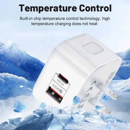 20W Dual Ports Wall Charger Type-C USB C Phone Fast Charger Super Quick Charging Power Adapters EU/US/UK Plug For iPhone Xiaomi