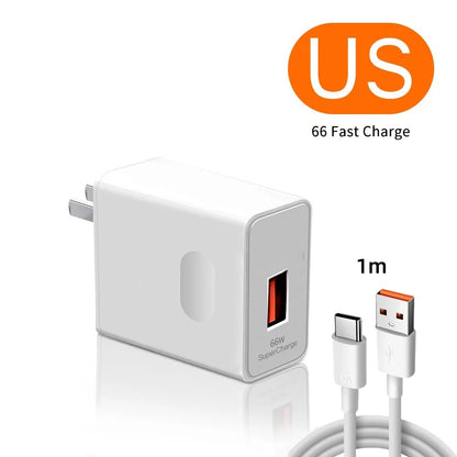66W Fast Charging Charger With 6A Data Cables For iPhone Huawei Mate 40 50 60 P50 Nova 9 10 Honor 90 100 X9 Xiaomi Wall Charger