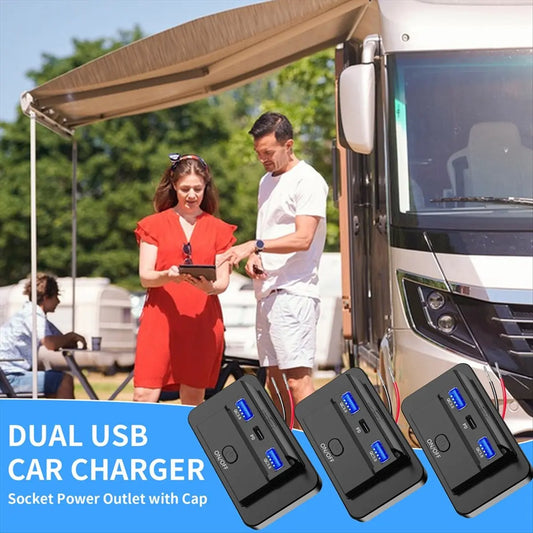 *ABDH 66W 12V Charger Panel Wall Mount QC3.0+PD3.0+QC3.0 USB Outlet Charger Socket Power Outlet for Car Marine Bus RV Truck