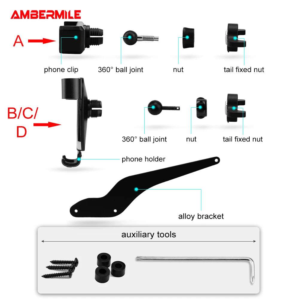 AMBERMILE Car Steering Wheel Mobile Phone Holder for Mini Cooper R50 R52 R53 Accessories Auto Interior Decoration Mount Click