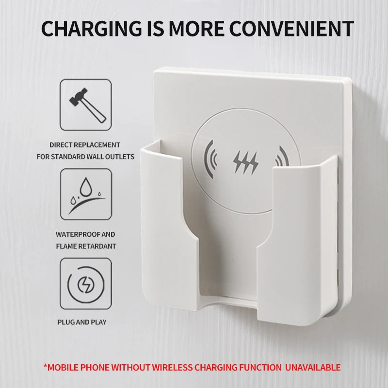 Qi Universal Panel 15W Fast Charging Wall Mount Wireless Charger Flush In-Wall Phone Charger for iPhone / Android