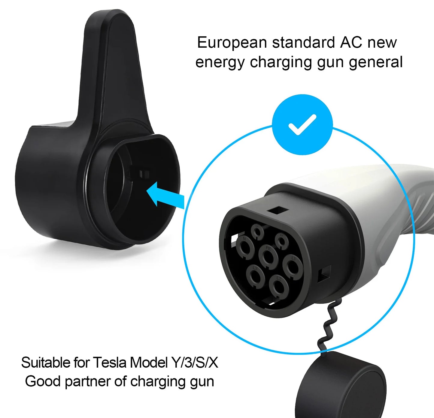 Charging Cable Plug Stand Extra Protection Wallmounted Wallbox EV Charger Plug Holder for Electric Vehicle Type 2/Type 1