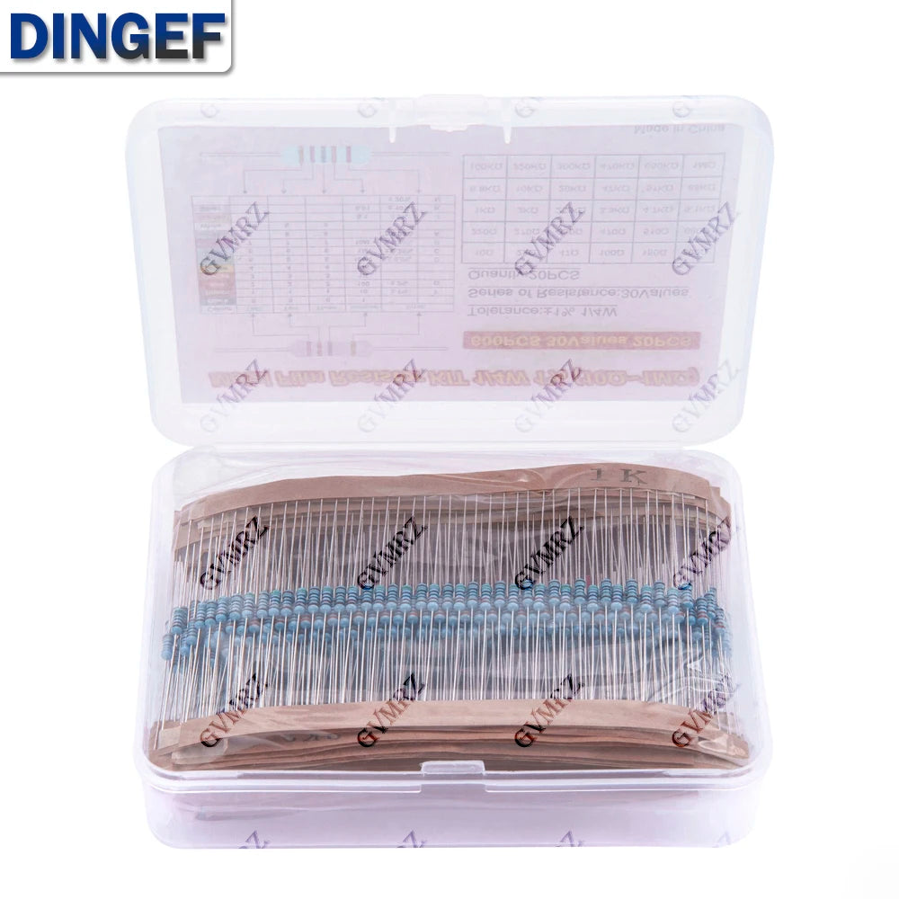 600PCS 30Values 1/4W Metal Film Resistor Assortment Kit - 20PCS Each, Boxed for Electronics DIY, Repair & Projects