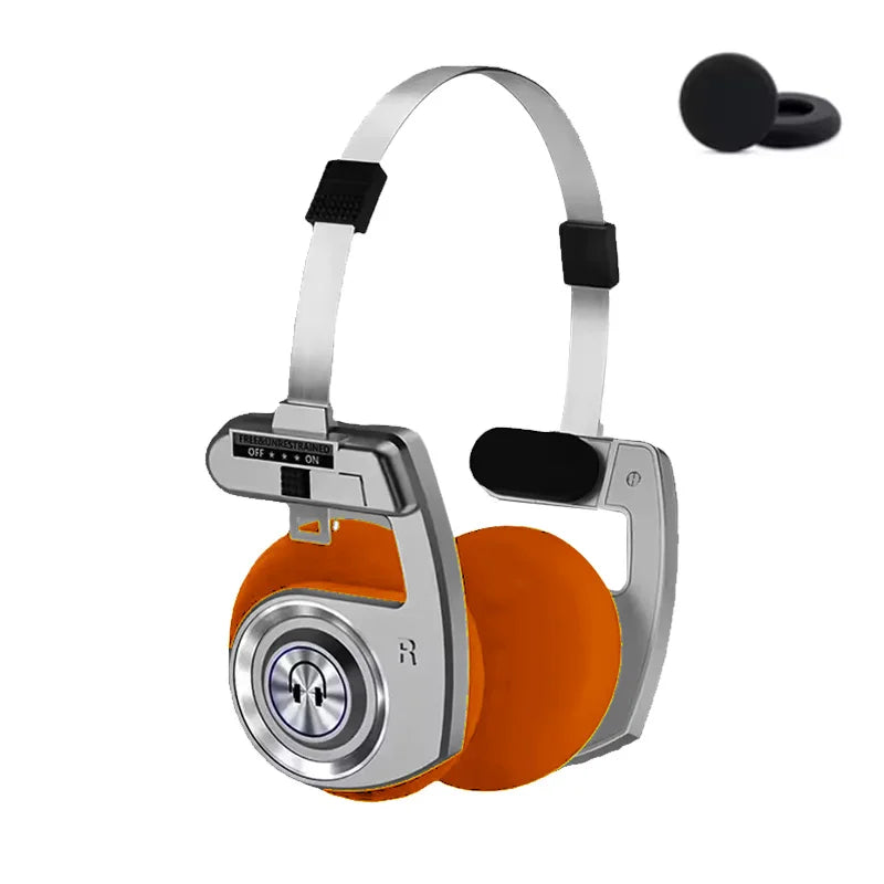 Wireless Retro Over-Ear Bluetooth Headphones with 3D Surround HIFI Sound Support Foldable Noise Cancelling & Built-in Microphone