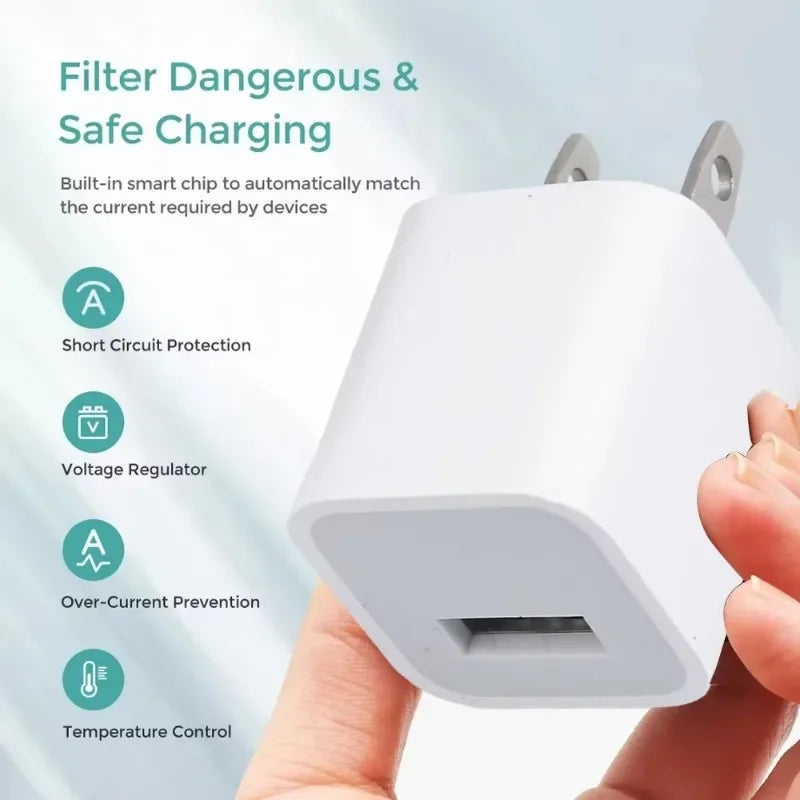 5-1Pcs 5V1A USB Wall Charger Adapter Fast Charging for IPhone 14 13 12 11 Pro Max XR XS X 8 7 6 Plus IPad Travel Adapter US Plug