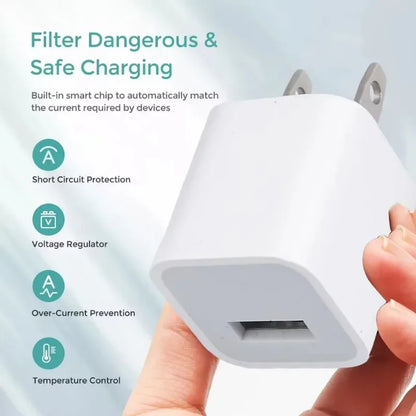 5-1Pcs 5V1A USB Wall Charger Adapter Fast Charging for IPhone 14 13 12 11 Pro Max XR XS X 8 7 6 Plus IPad Travel Adapter US Plug