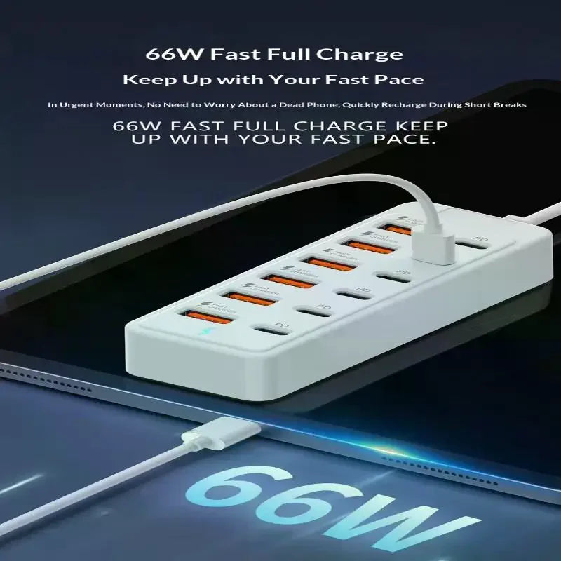 12 In 1 Power Strip Multi Port USB Charger Station Wall Desktop Power Adapter 6 USB 6 Type C Fast Charging Charger For Phone