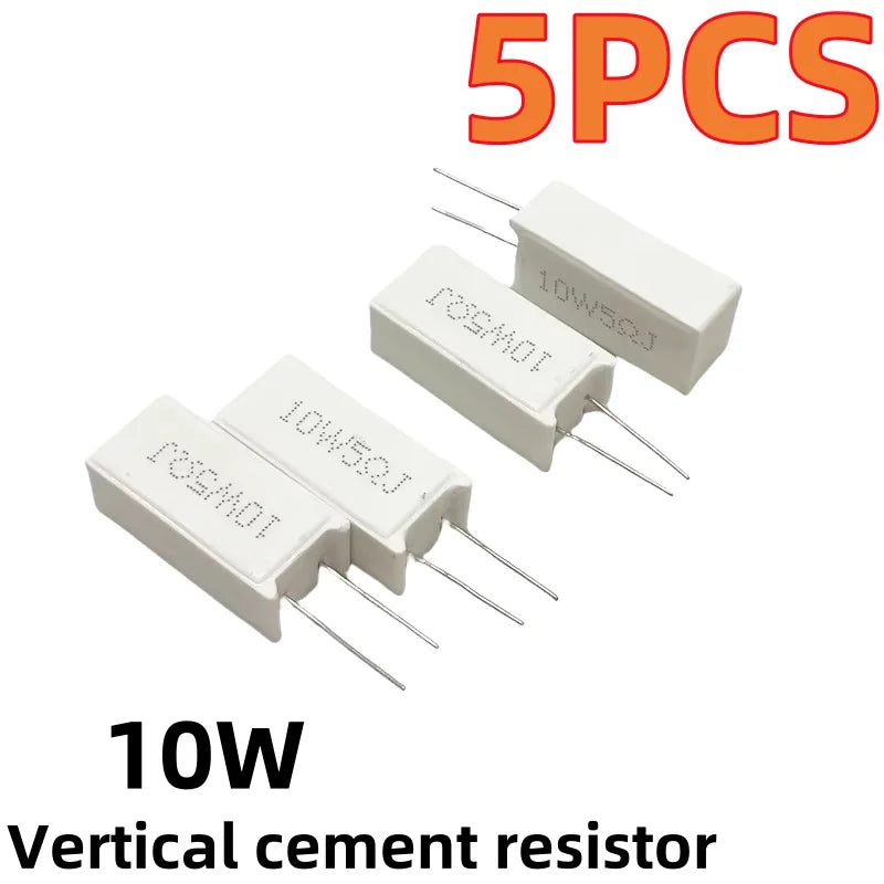 5PCS Vertical cement resistor 10W 4R 4.5R 4.7R 5R 5.1R 200 ohm 2.5K 2.7K 3K 3.3K 20K 22K 24K 27K 30K 33K 39K