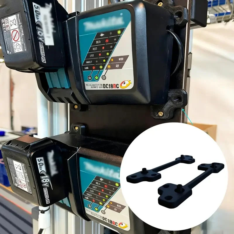 2-Piece Wall-Mount Charger Holder Secure Storage for DC18RC And DC40RA Fast Chargers Ideal for Garage And Workshop Tool Organiza