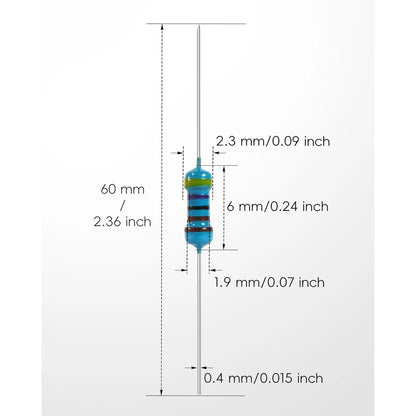 1000 PCS Resistor Kit 1/4 W +-1% Premium Metal Film Resistors Assortment Kit, 25 Values (1 Ohm-1M Ohm) 40 Each, Breadboard & DIY