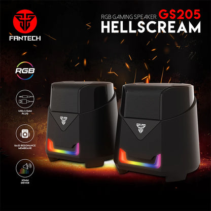 FANTECH HELLSCREAM GS205 Gaming Speakers USB And 3.5MM Plug Mini Wired RGB Speakers for PC LAPTOP Speakers Gamer