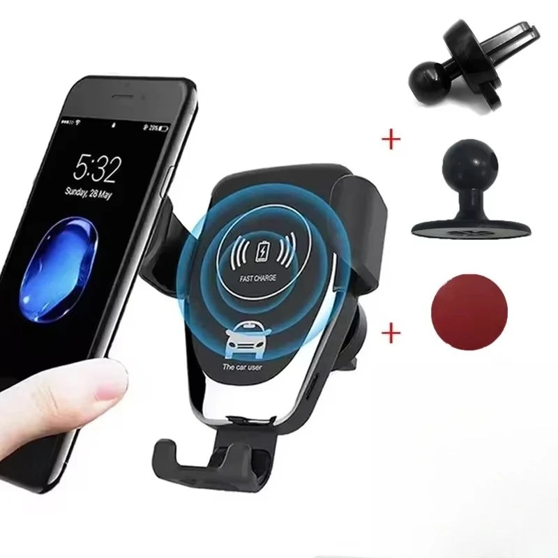 Wireless Charging Phone Car Holder Charger 15W For iPhone 15 14 13 12 11 Pro XS Max XR Fast Car Wireless Chargers