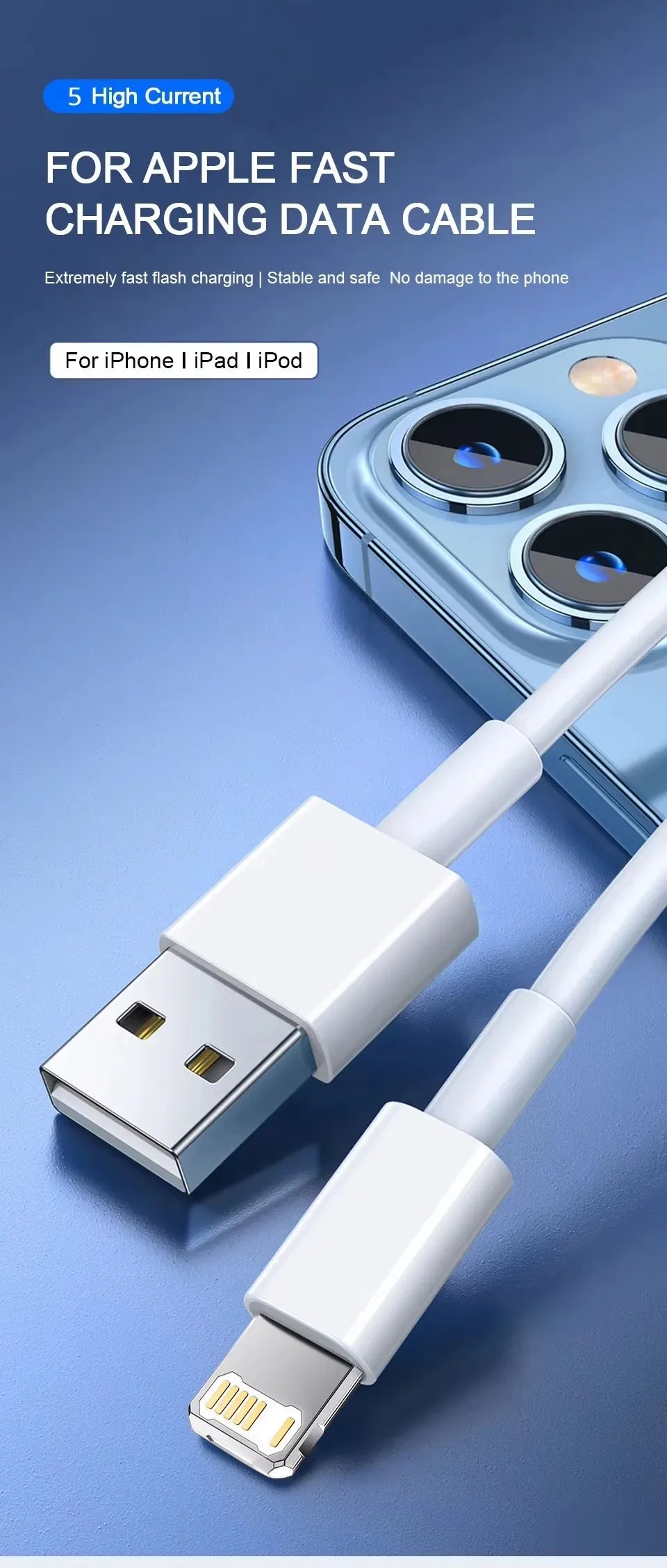 Original EU USB Wall Charger USB Data For iPhone 14 13 12 11 Pro Mini 8 Plus XR X XS SE Charging Data Cable