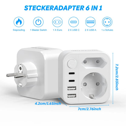 Multiple Socket Wall Charger with 4 USB 17W fast charing Power Plugs, Double Plug for USB Socket adapter for home travel