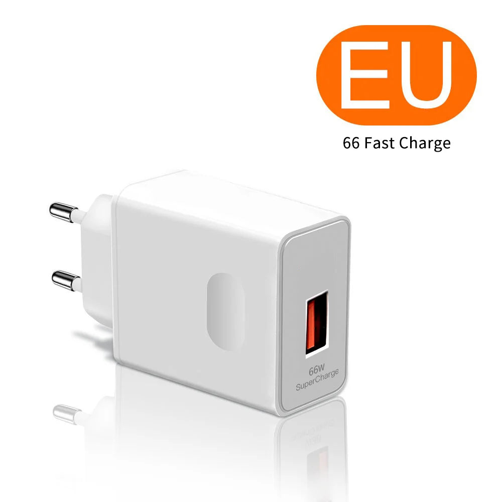 66W Fast Charging Charger With 6A Data Cables For iPhone Huawei Mate 40 50 60 P50 Nova 9 10 Honor 90 100 X9 Xiaomi Wall Charger