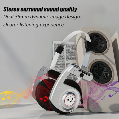 Wireless Retro Over-Ear Bluetooth Headphones with 3D Surround HIFI Sound Support Foldable Noise Cancelling & Built-in Microphone