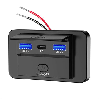 *ABDH 66W 12V Charger Panel Wall Mount QC3.0+PD3.0+QC3.0 USB Outlet Charger Socket Power Outlet for Car Marine Bus RV Truck