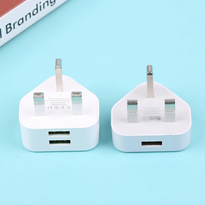 Dual USB UK Wall Charger Fast 5V/2.1A Charging Adapter for Home Simultaneous Charging for 2 Phones orTablet Universal 3 Pin Plug