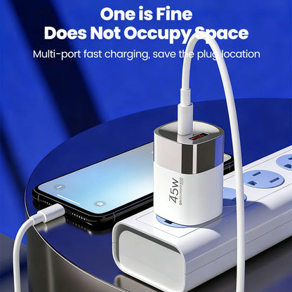 Dual Ports USB Type C Charger Fast Charging 45W QC PD 3.0 Travel Wall Charger Adpater Fast USB Chargers For Phone EU US UK Plug