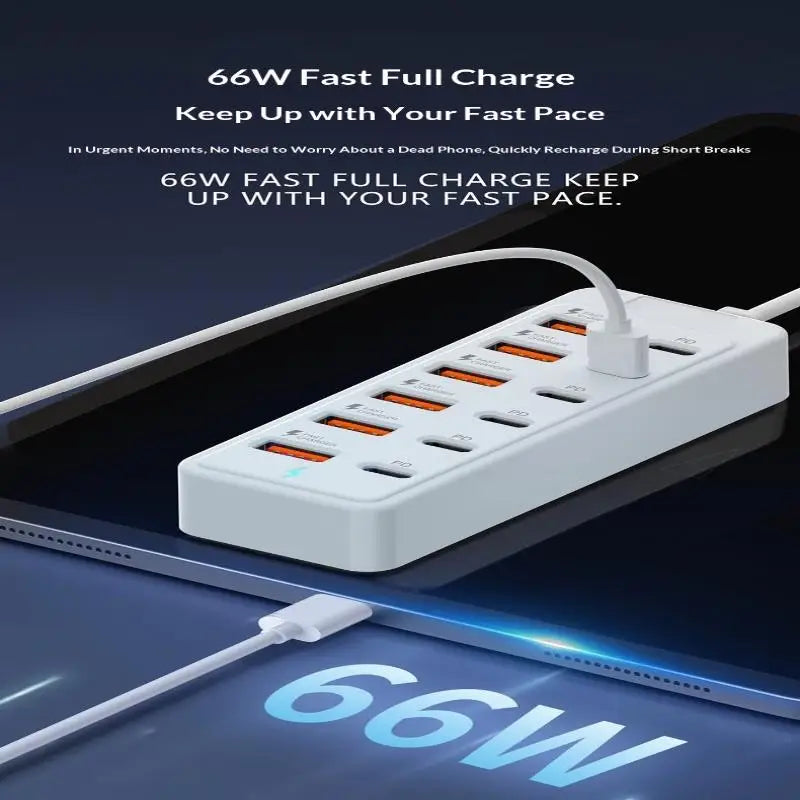 ●12 In 1 Power Strip Multi Port USB Charger Station Wall Desktop Power Adapter 6 USB 6 Type C Fast Charging Charger For Phone