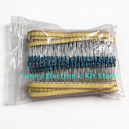 600 Pcs Assorted Metal Film Resistor Kit 30 Values 1/4W Resistance 1ohm-10Mohm 1% Tolerance for Electronics Projects
