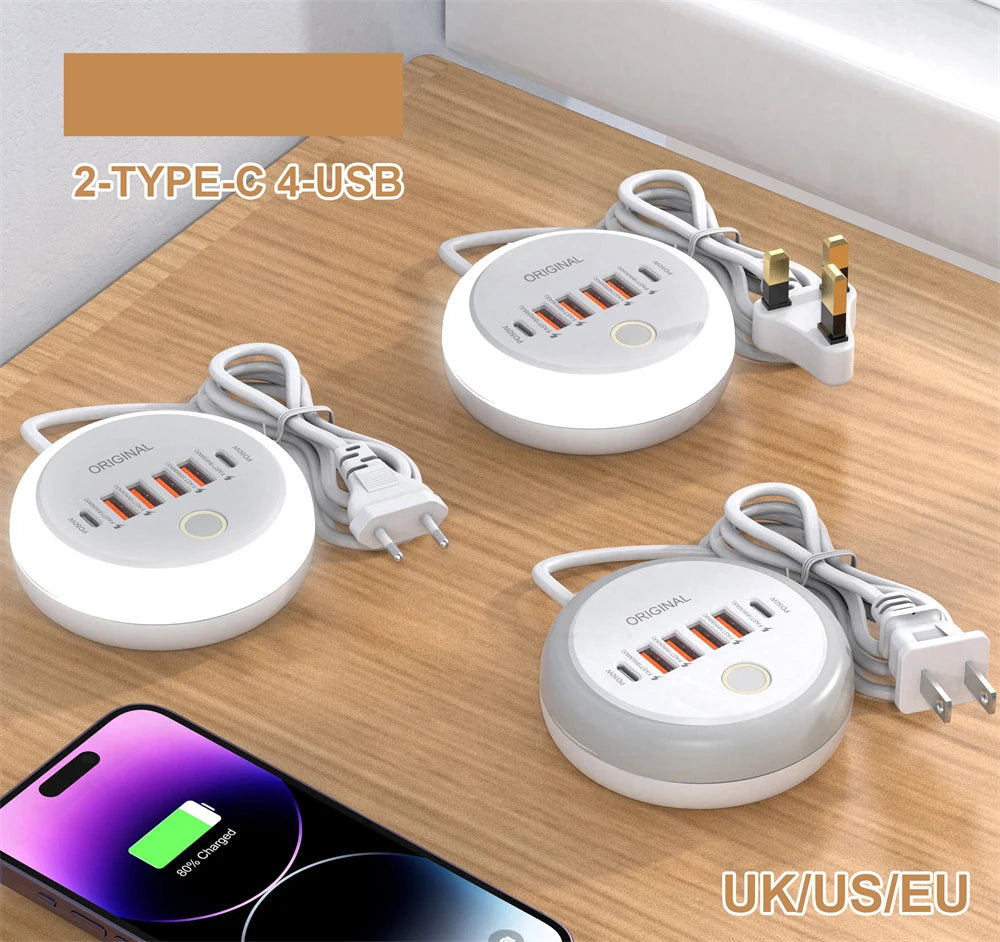 USB Fast Charging Charger 50W Multi Ports Type C Wall Charger Travel Phone QC3.0 Adapter For iPhone Huawei Xiaomi EU US UK Plug