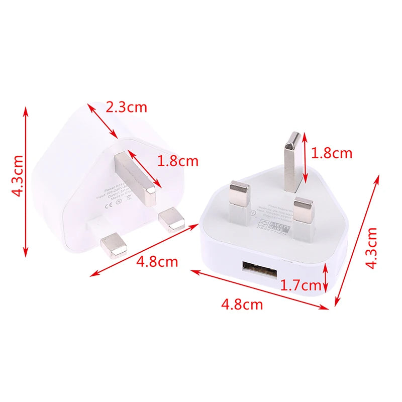 Dual USB UK Wall Charger Fast 5V/2.1A Charging Adapter for Home Simultaneous Charging for 2 Phones orTablet Universal 3 Pin Plug