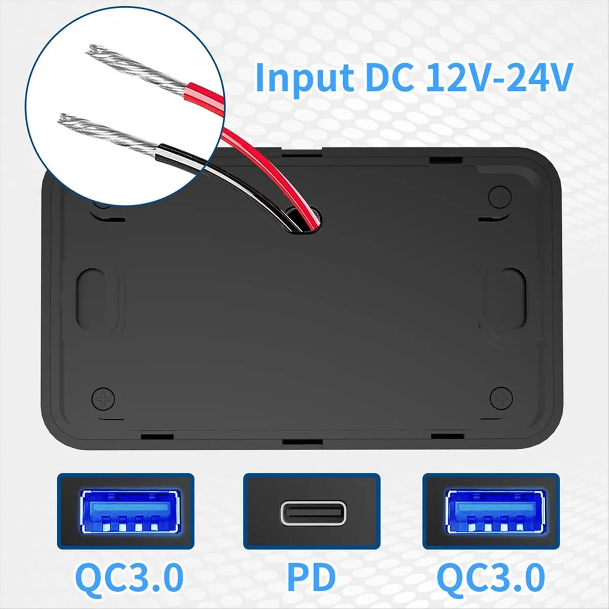 *ABDH 66W 12V Charger Panel Wall Mount QC3.0+PD3.0+QC3.0 USB Outlet Charger Socket Power Outlet for Car Marine Bus RV Truck