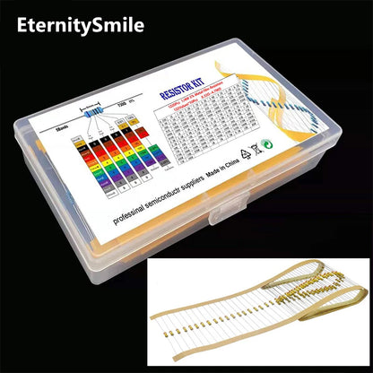 1220Pcs/Box Metal Film Resistors Kit 122 Values 1/4W 5% 0.33Ohm-910OR-1k-820k-910K-4.7M High Precision Resistance Set Assortment
