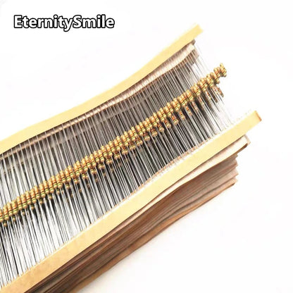 1220Pcs/Box Metal Film Resistors Kit 122 Values 1/4W 5% 0.33Ohm-910OR-1k-820k-910K-4.7M High Precision Resistance Set Assortment