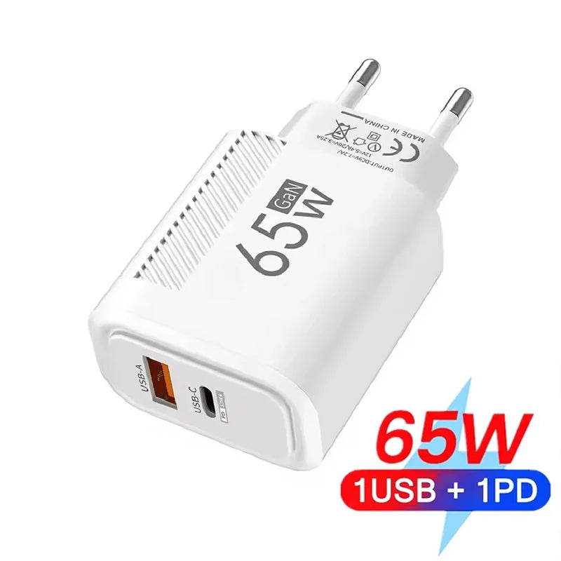 65W USB C Charger GaN Fast Charging Travel Wall Charger Quick Charge EU US Plug Phone Charger Adapter For iPhone Huawei Xiaomi