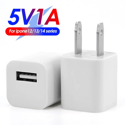 5-1Pcs 5V1A USB Wall Charger Adapter Fast Charging for IPhone 14 13 12 11 Pro Max XR XS X 8 7 6 Plus IPad Travel Adapter US Plug