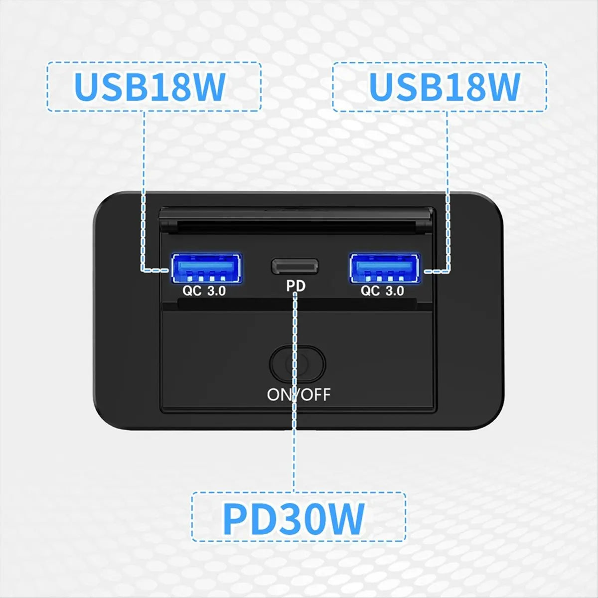 *ABDH 66W 12V Charger Panel Wall Mount QC3.0+PD3.0+QC3.0 USB Outlet Charger Socket Power Outlet for Car Marine Bus RV Truck