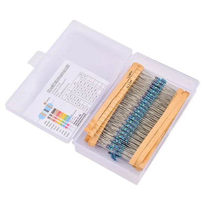 300/600/2600pcs 1/4W Metal Film Resistor 30/130 Values Resistance Kit 1Ω-3Mohm 0.25W 1% Resistors Set 10K 22ohm 33R 4.7K 5K1 1M