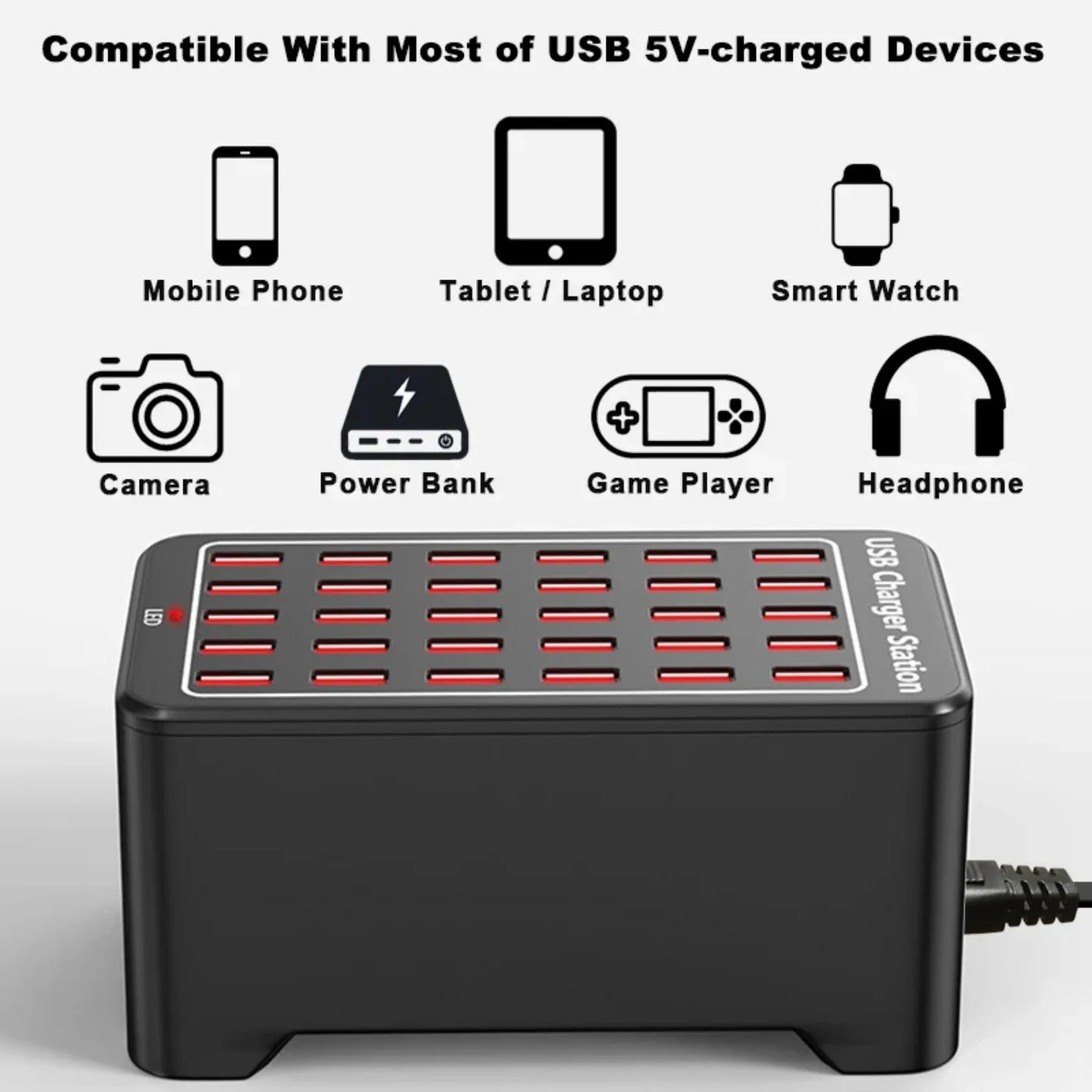 USB Charger 10/20/25/30 Ports HUB 150W Universal Wall Desktop Fast Charging Station Dock for Mobile Phone Power Adapter