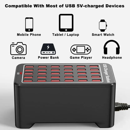 USB Charger 10/20/25/30 Ports HUB 150W Universal Wall Desktop Fast Charging Station Dock for Mobile Phone Power Adapter
