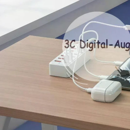 12 In 1 Power Strip Multi Port USB Charger Station Wall Desktop Power Adapter 6 USB 6 Type C Fast Charging Charger For Phone