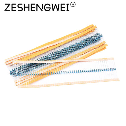 600pcs/set 30 Kinds 1/4W Resistance 1% Metal Film Resistor Pack Assorted Kit 1K 10K 100K 220ohm 1M Resistors 300pcs/set
