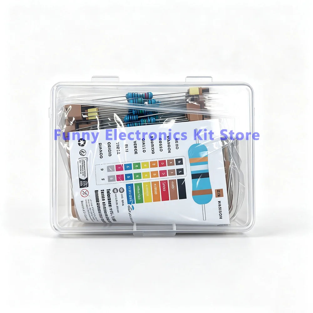 600 Pcs Assorted Metal Film Resistor Kit 30 Values 1/4W Resistance 1ohm-10Mohm 1% Tolerance for Electronics Projects