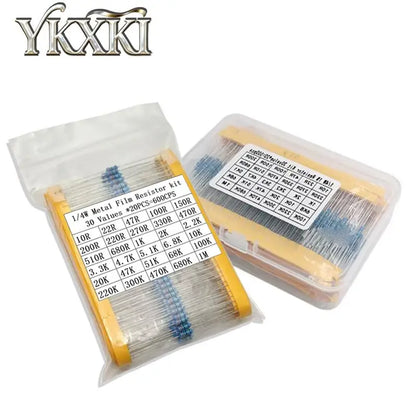 300Pcs 600Pcs 820Pcs 1/4W Metal Film Resistor kit set 30/41 Values resistors pack 1R~1M ohm Resistance 1% Set of resistors