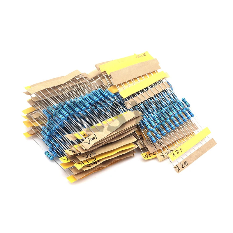 1100pcs 1/2W Metal Film Resistor Kit 1% 0.1 ohm - 2.2M 110 ValuesX10pcs 0.5W Resistance Set Assortment Pack