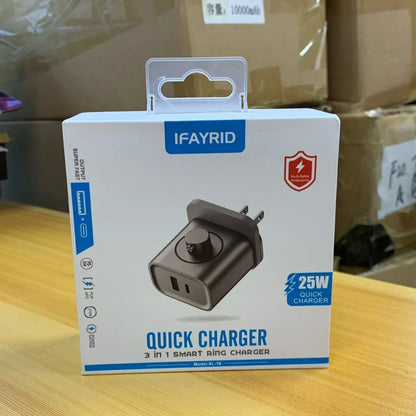 3 in 1 Portable Charger For Various Smart ring Charger 25W Fast Charging Block PD USB C Wall Charger for iPhone Ipad Weslamic