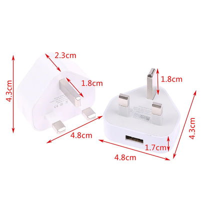 Universal UK Plug 3 Pin Wall Charger Adapter With 1/2 USB Ports Charging For Iphone 11 For Huawei Charging Charger