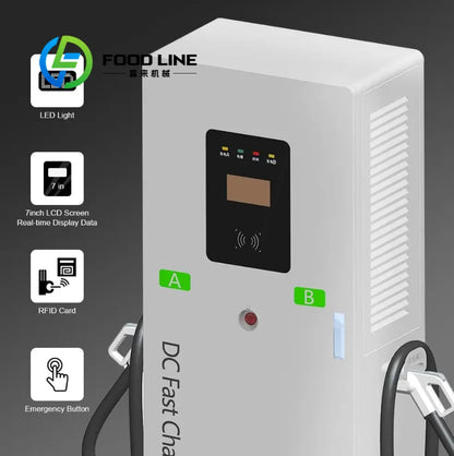 Wall-Mount EV Charger 120kW Power 0~250A Electric Vehicle Commercial DC Charging Station4.3Inches LCD Display New IP55 Customize