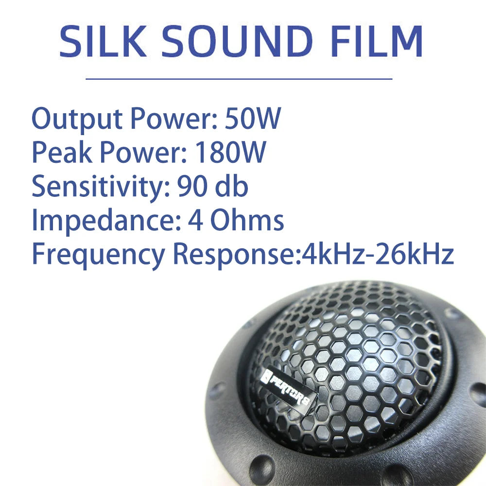 Car Small Speakers Set High Power RMS 50W 4Ω HIFI Stereo Tweeter Silk Dome Tweeter Car Audio Modified High-Pitched Loudspeaker